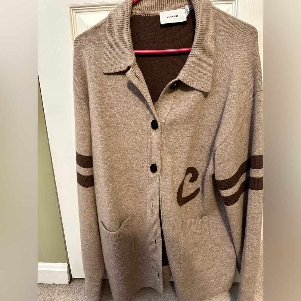 COACH Signature Script Cardigan- Oversized- Small - Picture 6 of 7